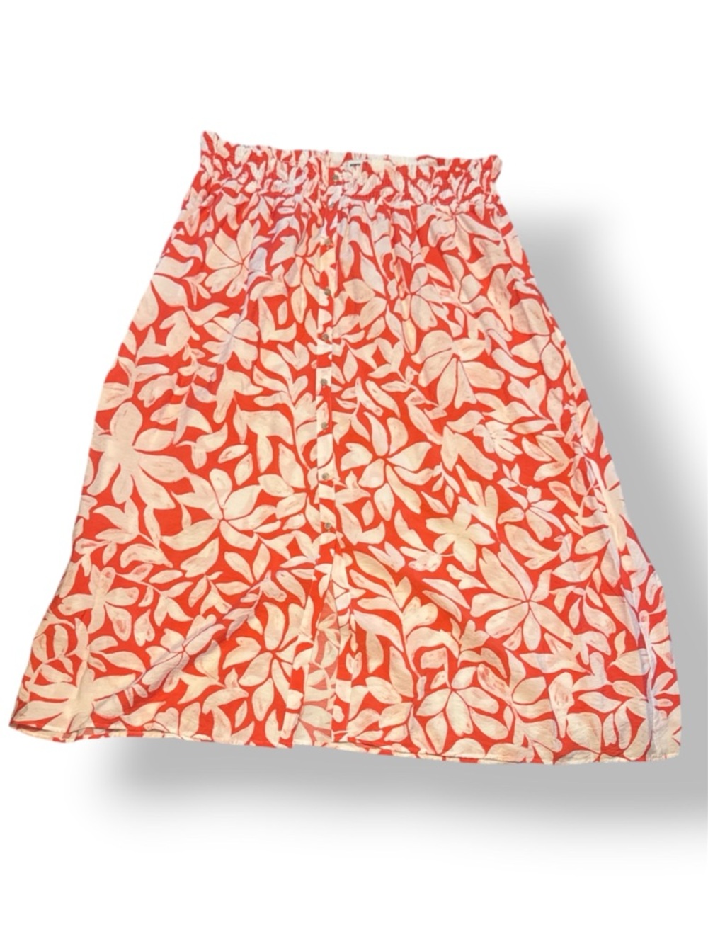 Sonoma Coral and White Floral Midi Skirt - Picture 2 of 5
